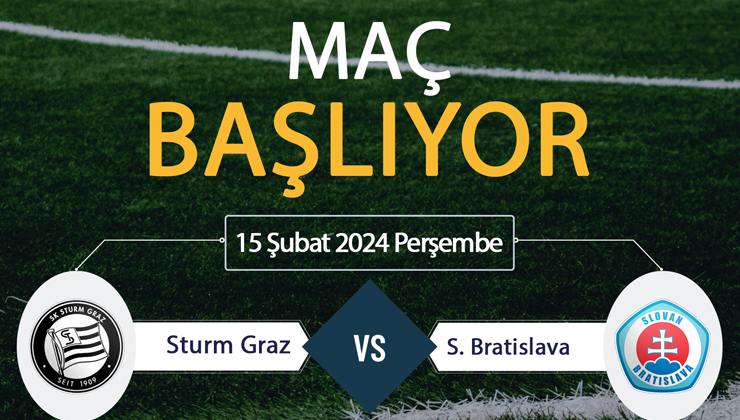 UEFA Konferans Ligi’nde Sturm Graz Bratislava maçı heyecanla bekleniyor. İki