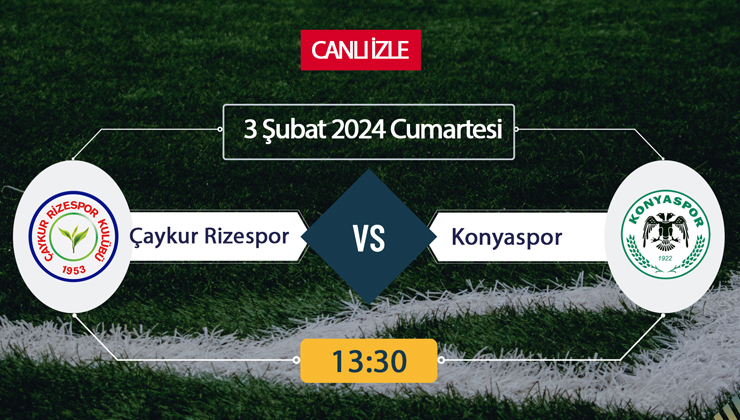 Çaykur Rizespor Konyaspor canlı ŞİFRESİZ DONMADAN İZLE! Çaykur Rizespor Konyaspor beIN SPORTS (3 ŞUBAT) CANLI İZLE!