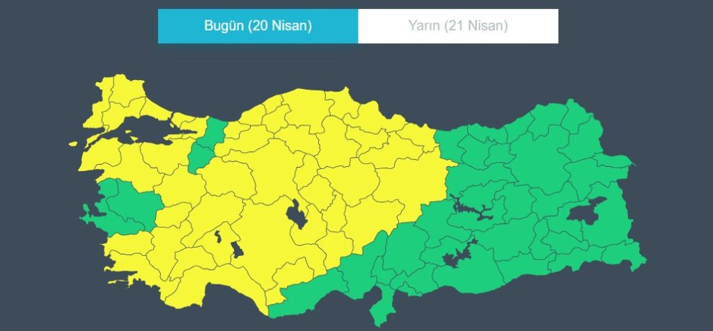 Meteoroloji'den 43 Kent İçin Sarı Kodlu Uyarı