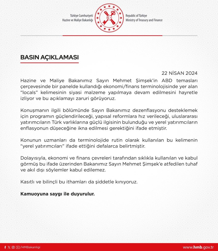 Hazine ve Maliye Bakanlığı'ndan "Locals" Açıklaması