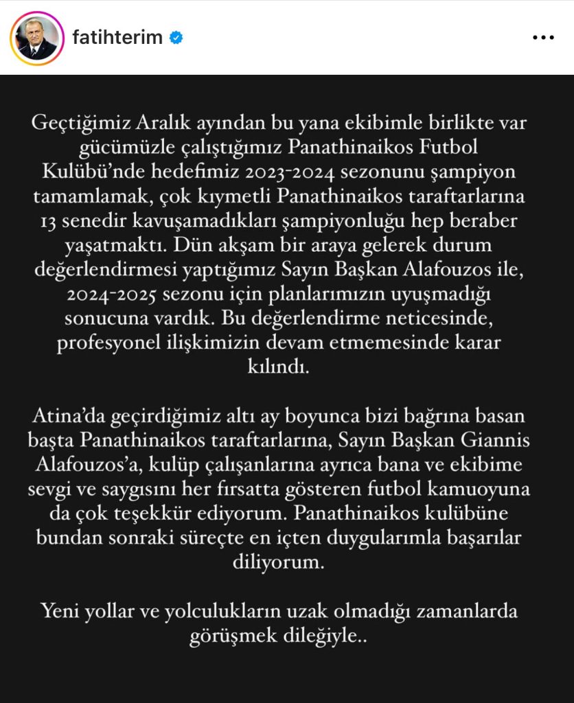 Yunan Basını, Fatih Terim'in Ayrılığını Duyurdu