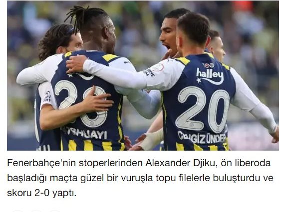 Fenerbahçe Kayserispor: 3-0 (GENİŞ MAÇ ÖZETİ-DAKİKA DAKİKA)
