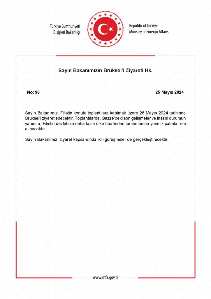 Bakan Fidan, Brüksel'e Gidecek