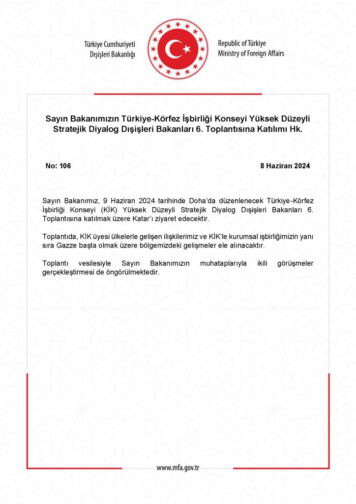 Bakan Fidan Katar’a Gidecek