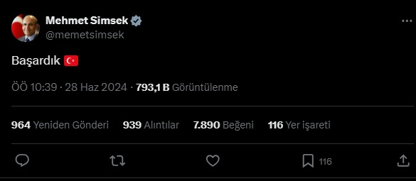 Bakan Şimşek'in 'Başardık' Tweeti: Gri Listeden Çıkış ve Ekonomik Başarılar
