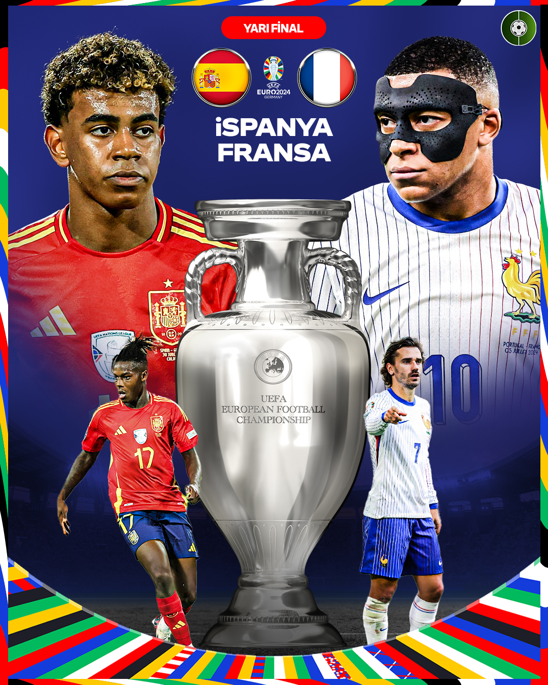 TRT1, TRT TABİİ CANLI İZLE İspanya - Fransa maçı canlı yayın linki şifresiz! İspanya - Fransa EURO 2024 yarı final maçı Tabii canlı izle tv!