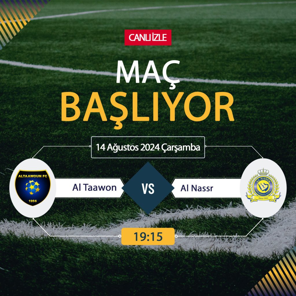 CANLI İZLE Al Taawon Al Nassr ŞİFRESİZ Taraftarium, beIN Sports, Taraftarium24, Justin TV nereden izlenir, şifresiz kanallar 14 Ağustos 2024 Al Taawon Al Nassr maçını ŞİFRESİZ donmadan CANLI İZLE, beIN Sports CANLI YAYIN TV İstanbulspor Manisa FK hangi kanalda?