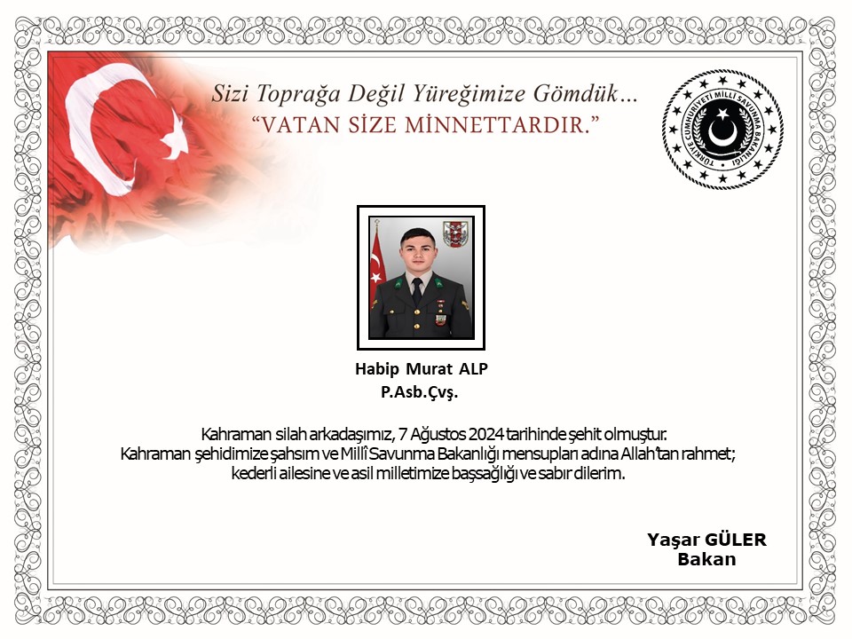 Pençe-Kilit Bölgesinde Bir Askerimiz Şehit Oldu