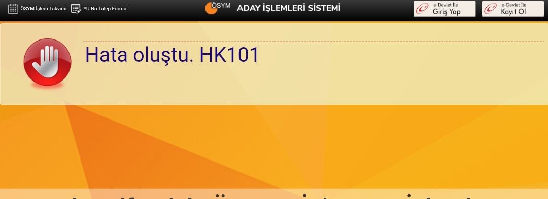 2024 ÖSYM HK101 Hatası Anlamı Ne? ÖSYM Hata HK101 Nedir, Çözümü Nedir?