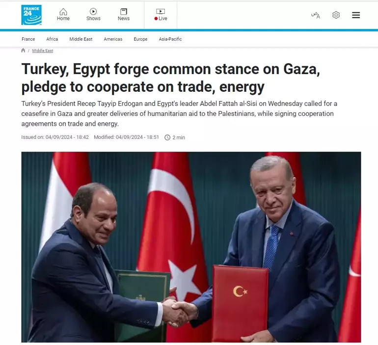 Erdoğan-Sisi Görüşmesi Dünya Basınında Geniş Yer Buldu