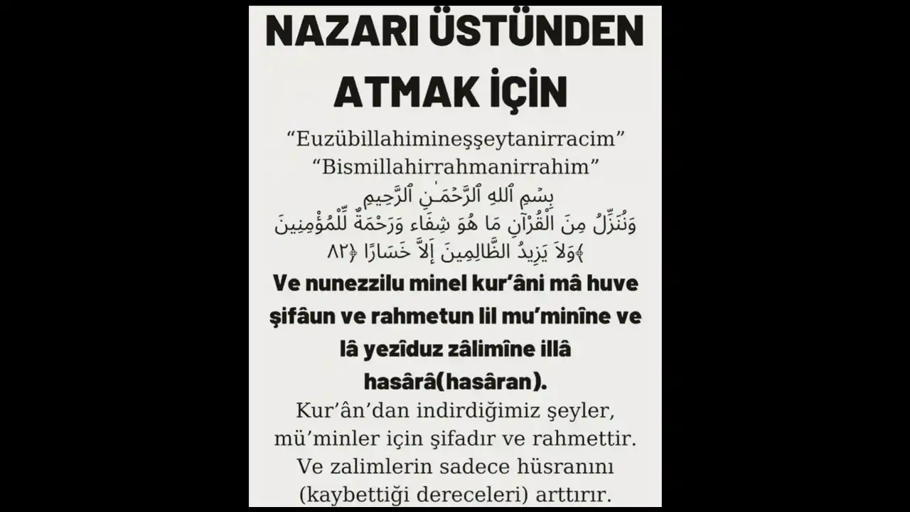 Kuvvetli Nazar duaları oku! Kuvvetli Nazar duaları dinle! Kuvvetli Nazar duaları Türkçe ve Arapça oku Kuvvetli Nazar duaları oku