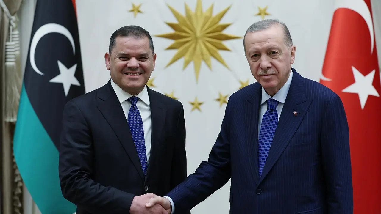 Cumhurbaşkanı Recep Tayyip Erdoğan, Cumhurbaşkanlığı Külliyesi’nde Libya Başbakanı Abdulhamid Dibeybe’yi