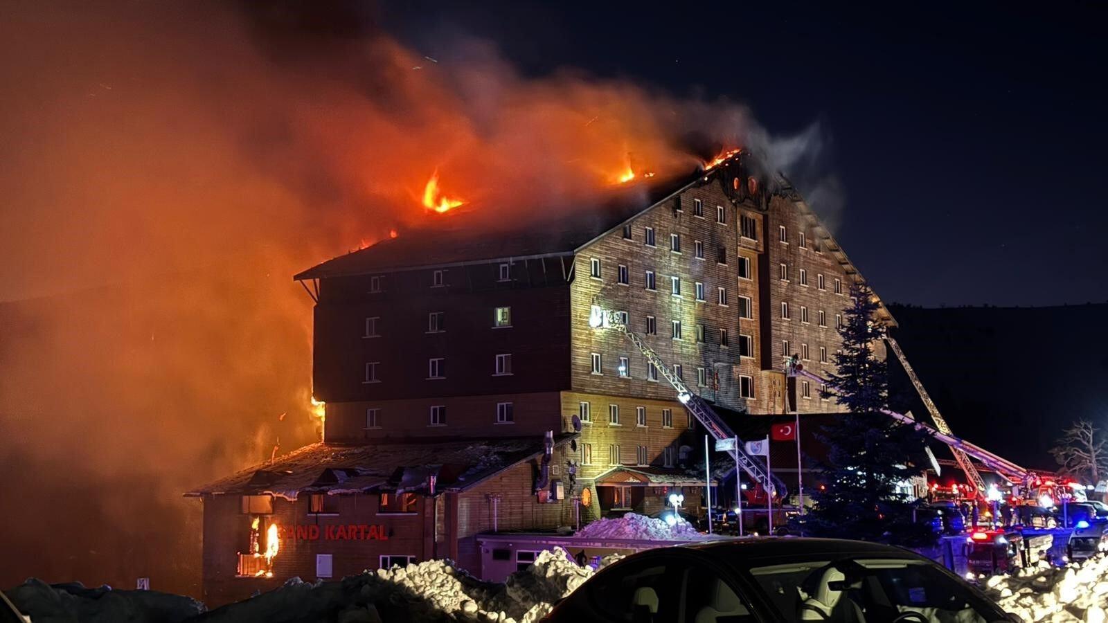 Bolu’nun popüler kayak merkezi Kartalkaya’da bulunan Grand Kartal Otel’de çıkan