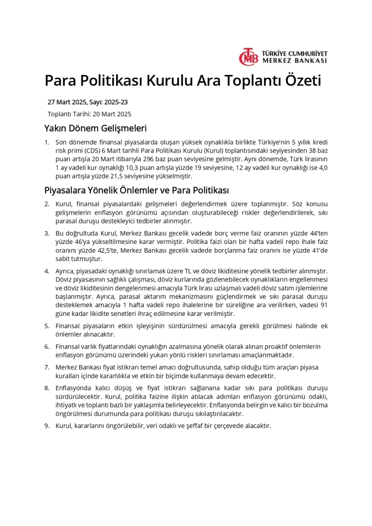 merkez bankası duyuru