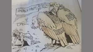 Alman Taunus Zeitung gazetesi bugün, kendi seviyesinde bir karikatüre yer
