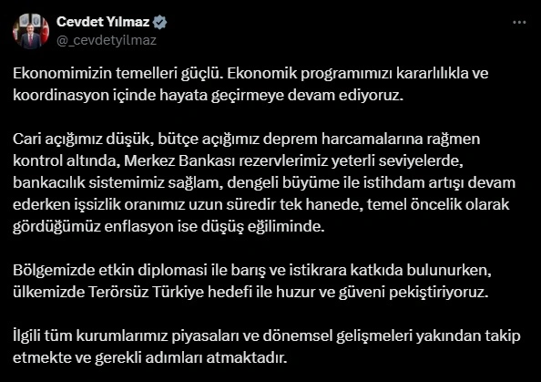 cevdet yılmaz ekonomi x