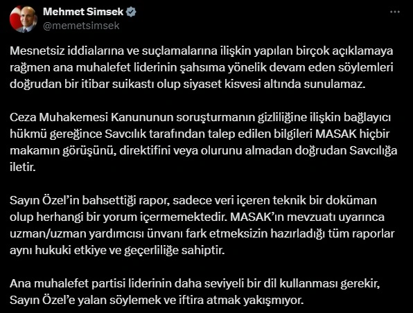 bakan şimşek özel x