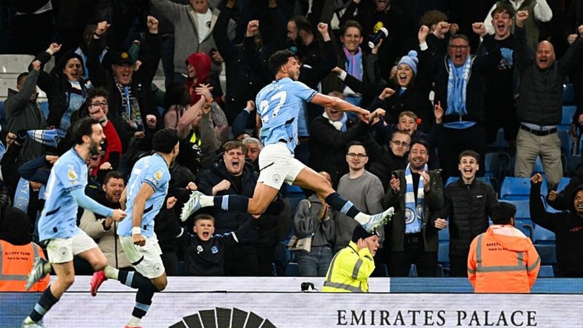 Manchester City - Aston Villa: 2-1 (Maç Özeti, Maçın Golleri)