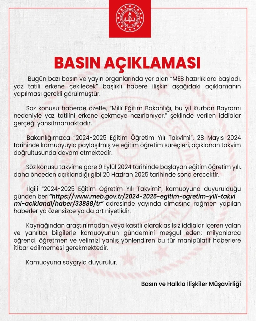 meb yaz tatili