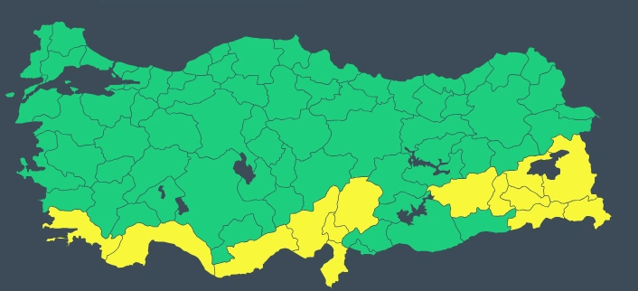 meteoroloji 14 il sarı kodlu uyarı