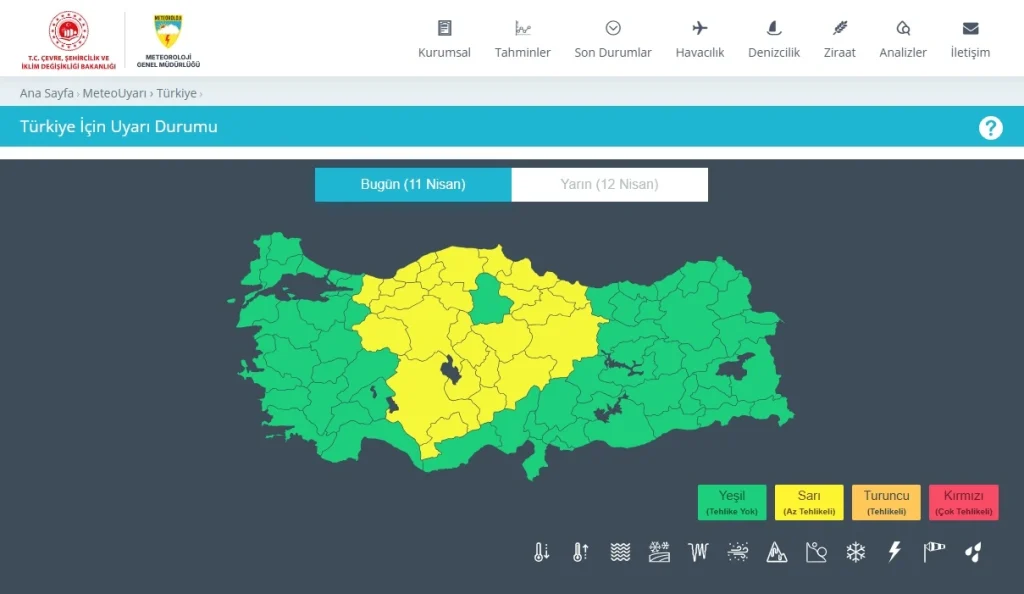 meteoroloji 25 il sarı kod sağanak