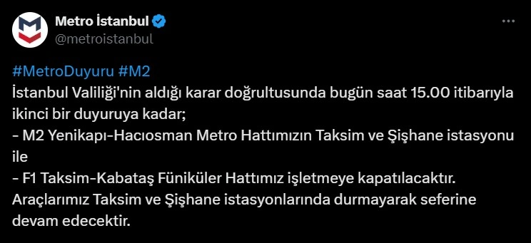 metro istanbul duyuru