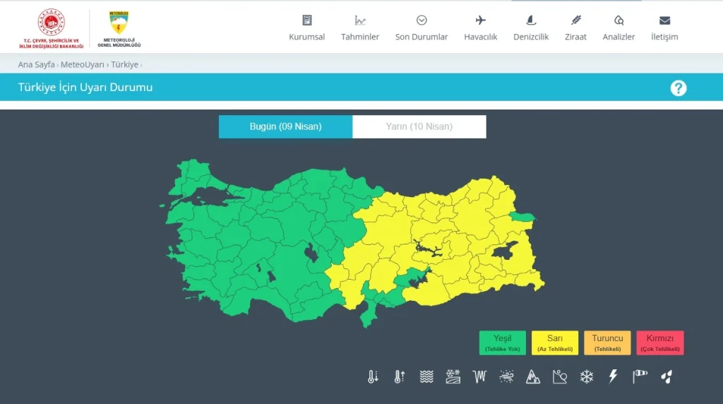 sarı kod 9 nisan