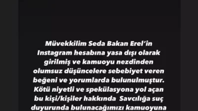 Ünlü oyuncu Seda Bakan, Instagram hesabına izinsiz erişim sağlandığını belirterek,