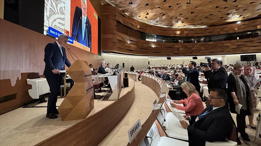 Sağlık Bakanı Kemal Memişoğlu, 78. Dünya Sağlık Asamblesi için bulunduğu