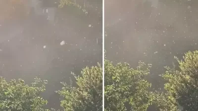 Kırklareli’nin Kofçaz ilçesine bağlı Kocayazı köyünde Mayıs ayında karla karışık