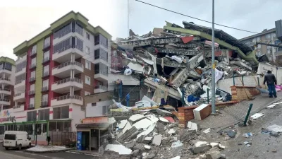 Kahramanmaraş’ta 6 Şubat 2023’teki depremde yıkılan Said Bey Sitesi’nde 44