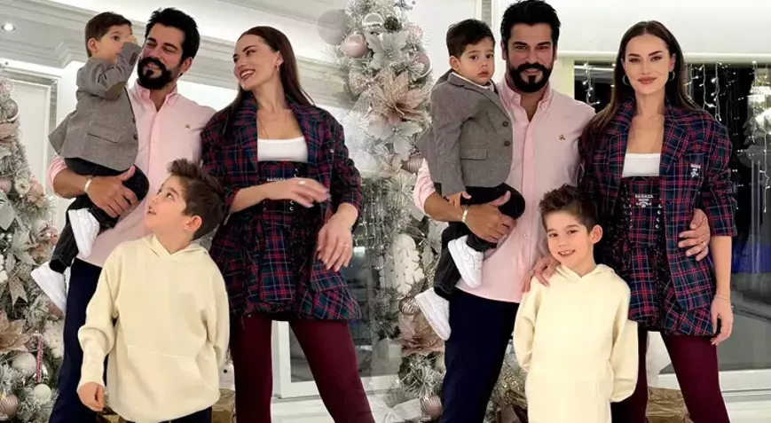 Burak Özçivit ve Fahriye Evcen, çocuklarıyla birlikte çıktıkları yemekten mutlu