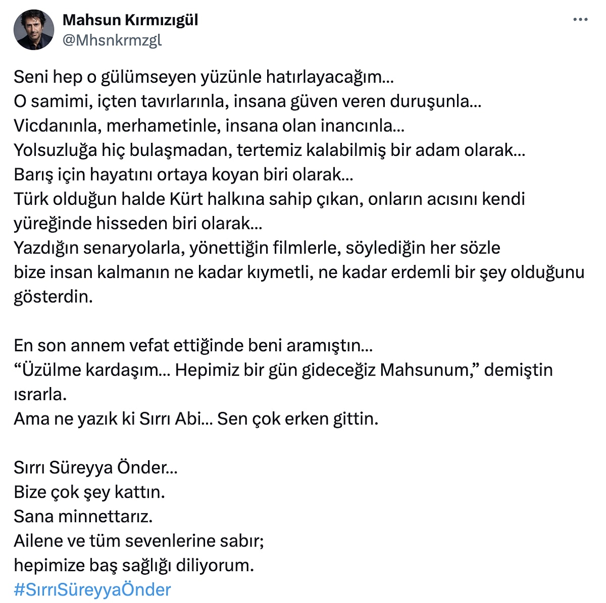 Sırrı Süreyya Önder’in Ardından Ünlü İsimlerden Mesajlar: Tatlıses, Samyeli, Kırmızıgül ve Diğerleri