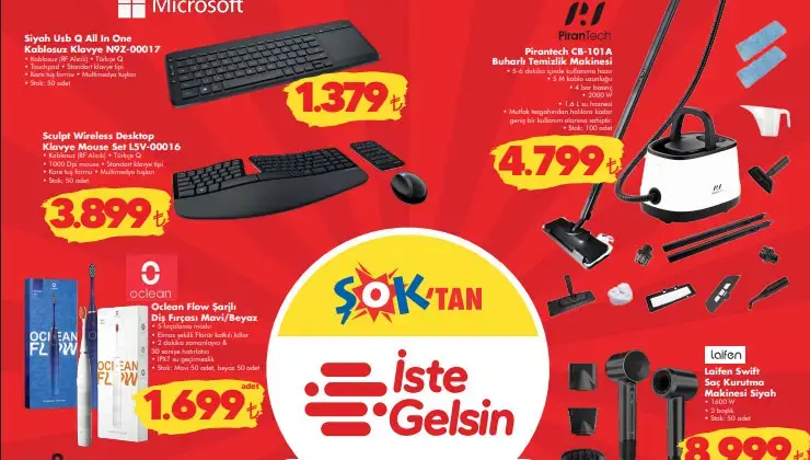 ŞOK 7-13 Mayıs aktüel kataloğu ile teknoloji, ev eşyası ve