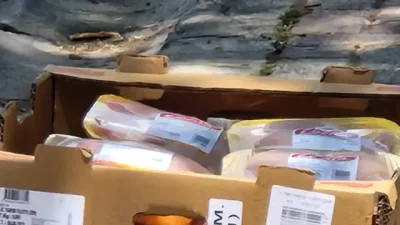 İzmir’de bir zincir market şubesinde, soğuk zincirde taşınması gereken tavuklar