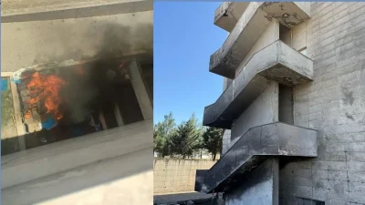 Diyarbakır Silvan yolu üzerindeki Dicle Teknokent binasında çıkan yangın, itfaiye