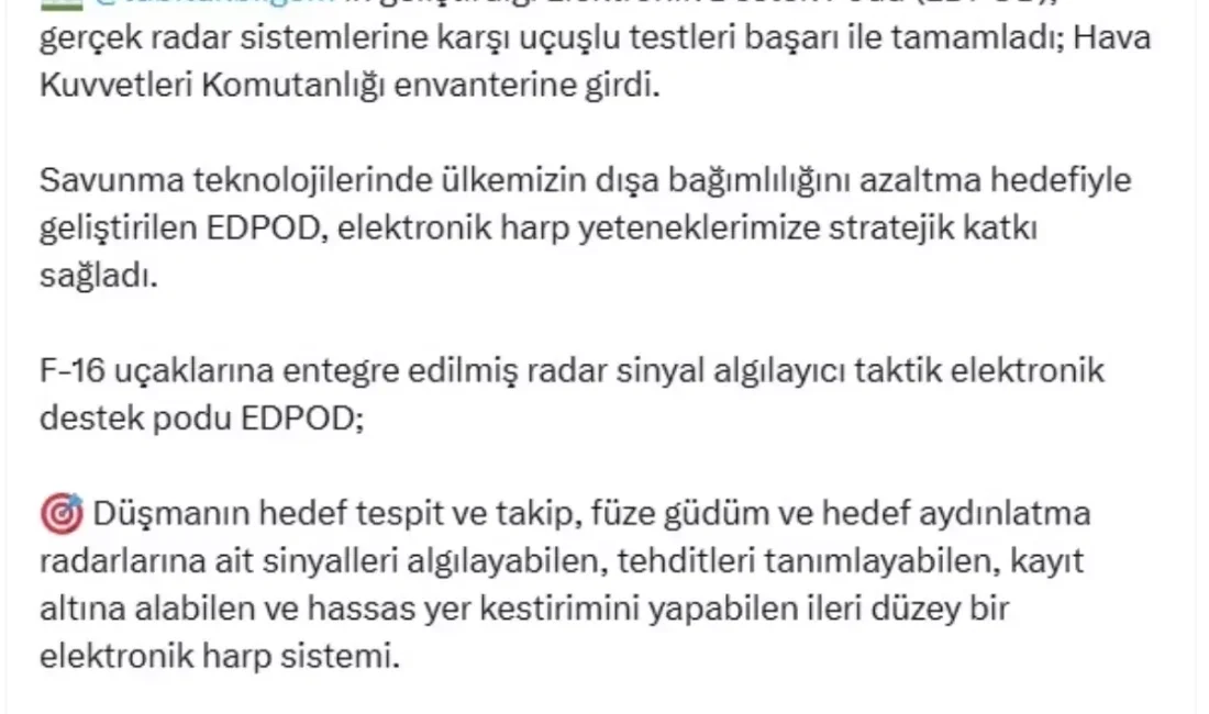 Sanayi ve Teknoloji Bakanı Mehmet Fatih Kacır, elektronik destek podun