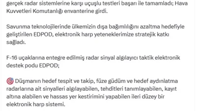Sanayi ve Teknoloji Bakanı Mehmet Fatih Kacır, elektronik destek podun
