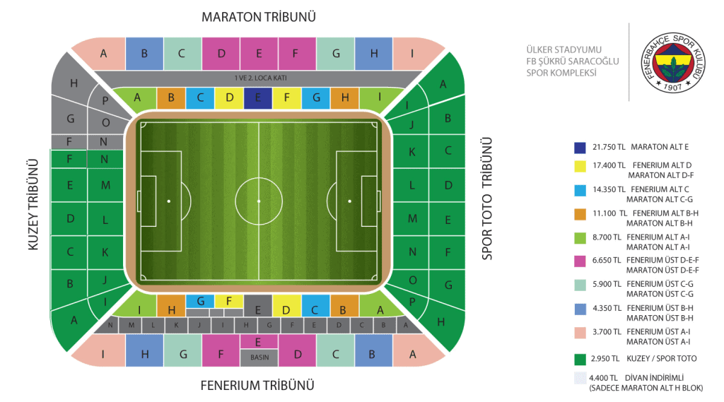 2025-2026 sezonu için Fenerbahçe kombine fiyatları, en ucuz tribün seçenekleri