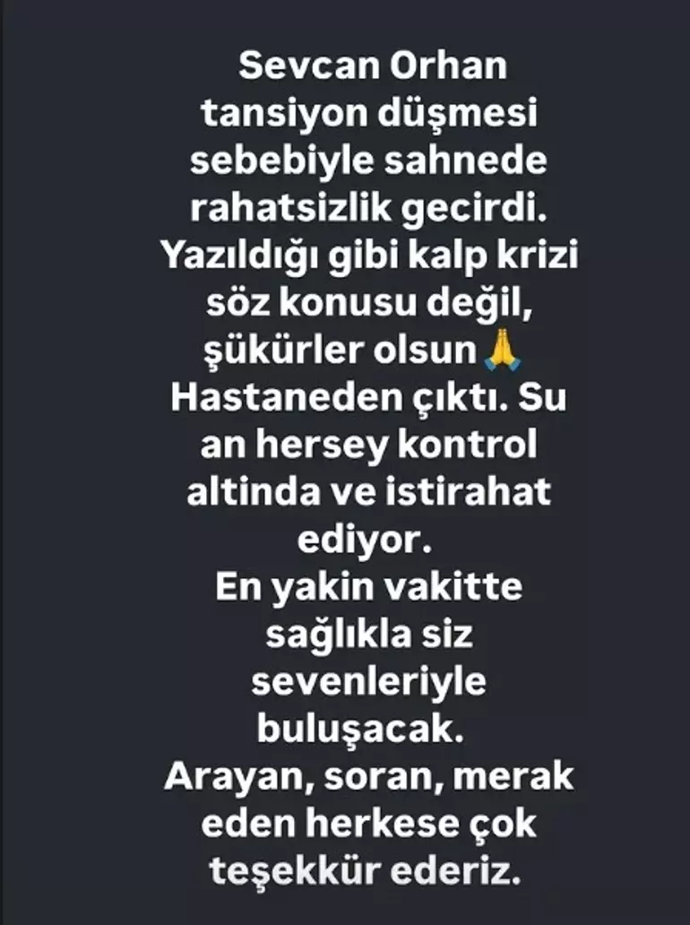 Ünlü Sanatçı Sevcan Orhan Sahnede Fenalaştı! Ağabeyinden Sağlık Durumu Açıklaması