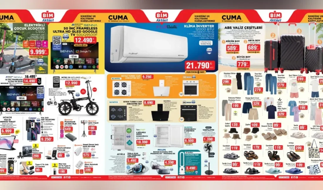 BİM 8-11 Temmuz 2025 kataloğu ile tablet, klima, ütü ve