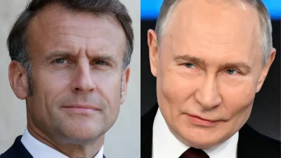 Rusya Devlet Başkanı Vladimir Putin ile Fransa Cumhurbaşkanı Emmanuel Macron