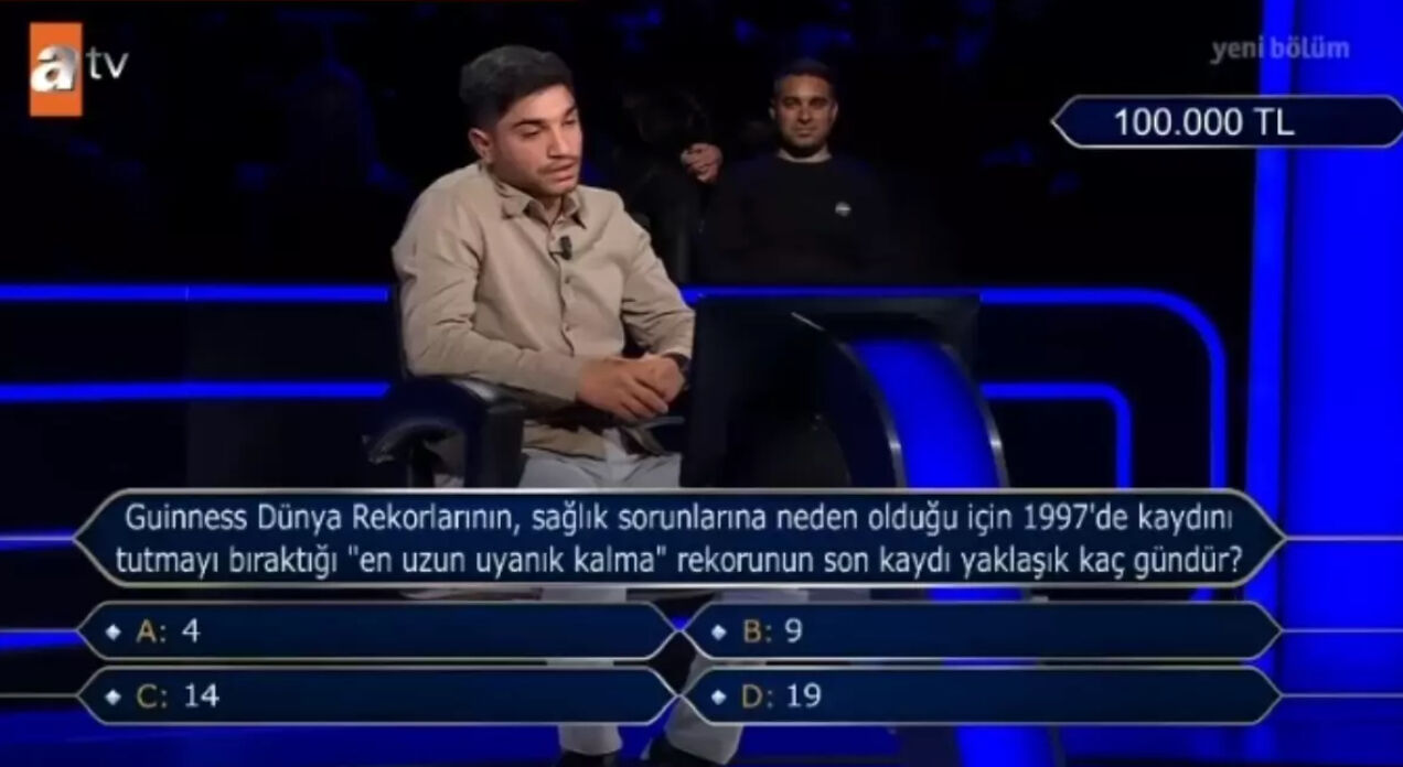 En Uzun Uyanık Kalma Rekoru Kaç Gün? (Kim Milyoner Olmak İster Yarışma Sorusu)