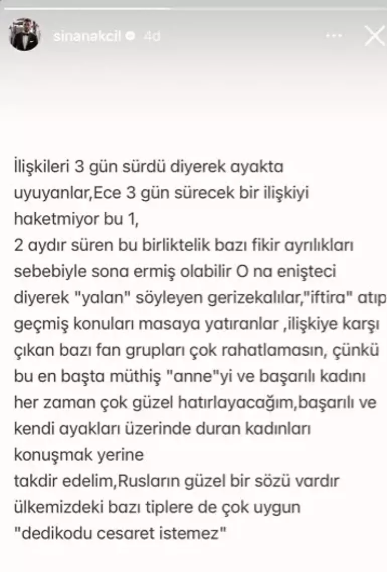 Sinan Akçıl ve Ece Erken Ayrılığı Olay Oldu! İşte Ayrıntılar ve İlk Sözler