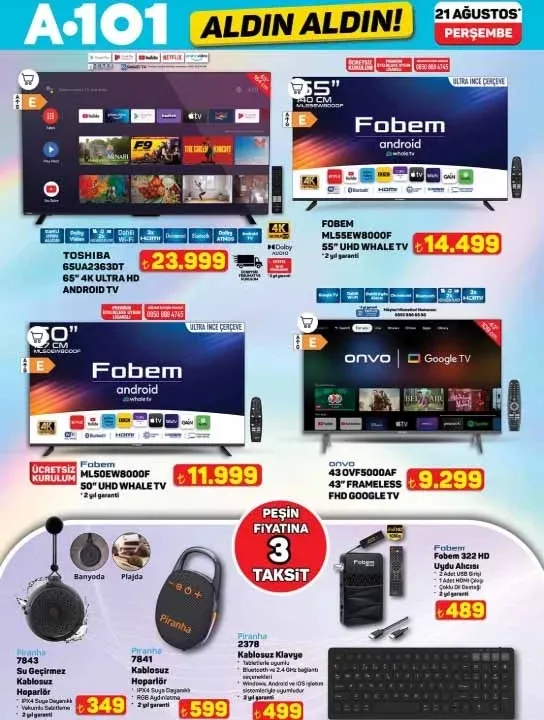 A101 21 Ağustos 2025 Aktüel Kataloğu ile Yaz Sonu Fırsat Fırtınası! Teknoloji ve Ev Elektroniğinde Dev İndirimler