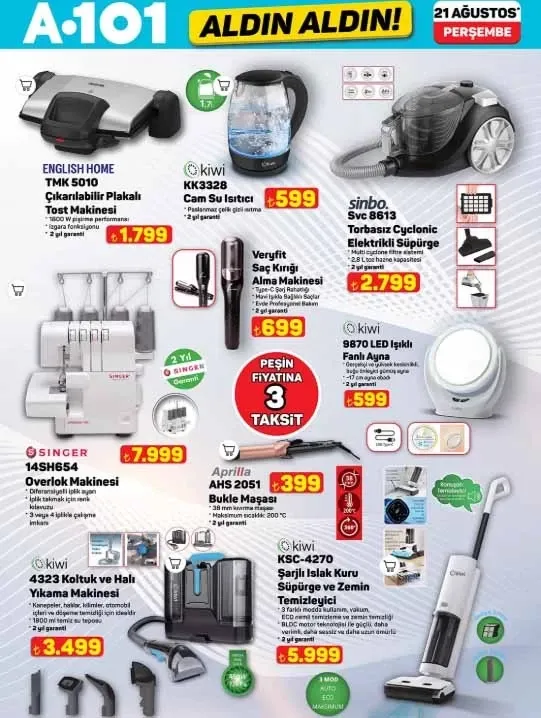 A101 21 Ağustos 2025 Aktüel Kataloğu ile Yaz Sonu Fırsat Fırtınası! Teknoloji ve Ev Elektroniğinde Dev İndirimler