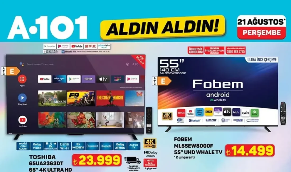 A101 21 Ağustos aktüel kataloğu yayınlandı! 65" TV'den scooterlara, overlok