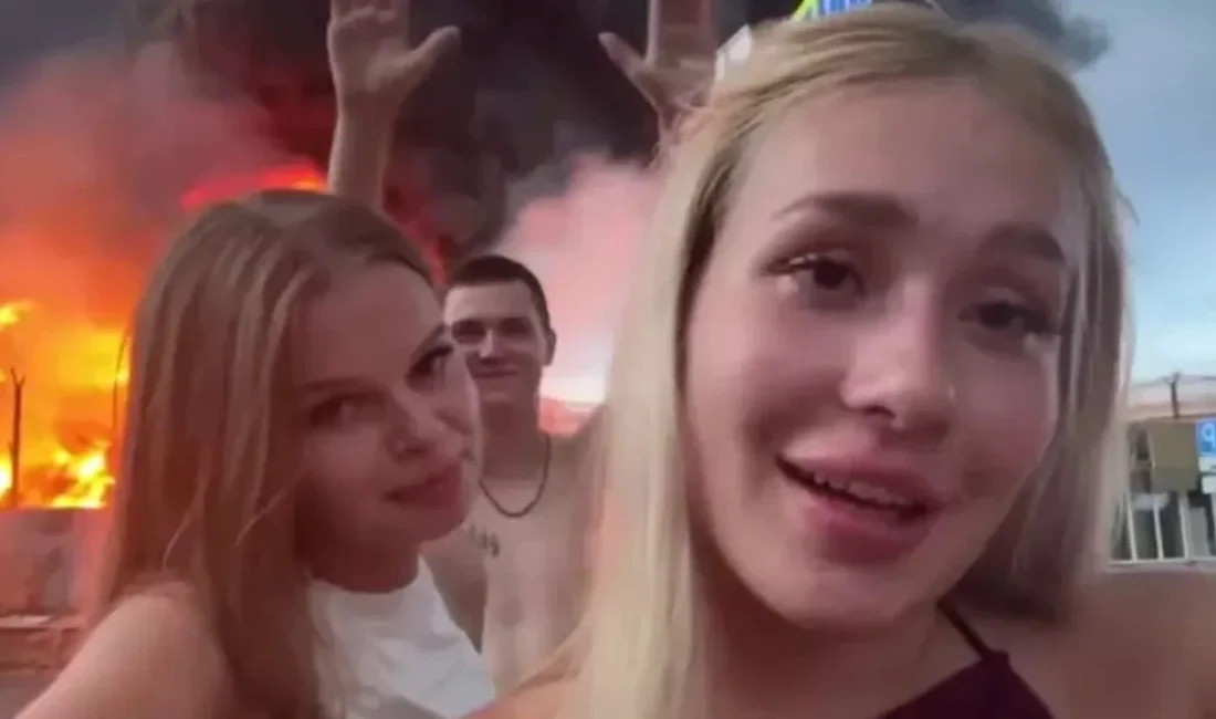 Rusya’da bir petrol tesisinin Ukrayna saldırısıyla yanmasından sonra TikTok videosu