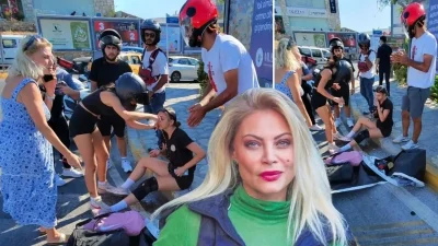 Ünlü sunucu Seray Sever, Bodrum'da motosikletli gençlere çarptı. Kaza anı,