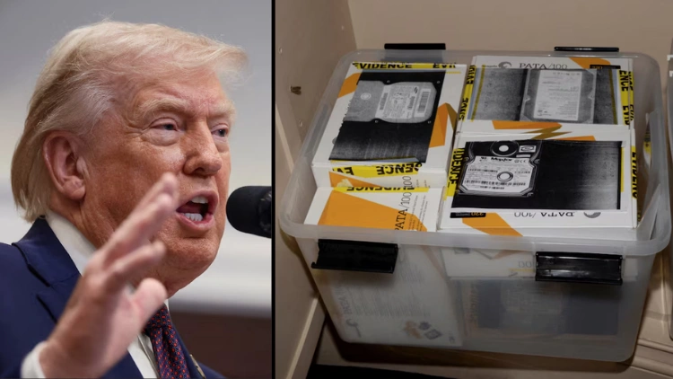 A photo of U.S. President Donald Trump that had been